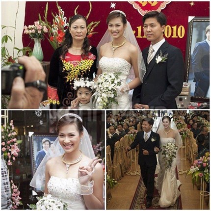 Ảnh cưới củaVương Thu Phương bị lộ và cô đã không được tham gia đêm chung kết cuộc thi Hoa hậu Việt Nam 2012. (Ảnh: Nguồn VTC News)